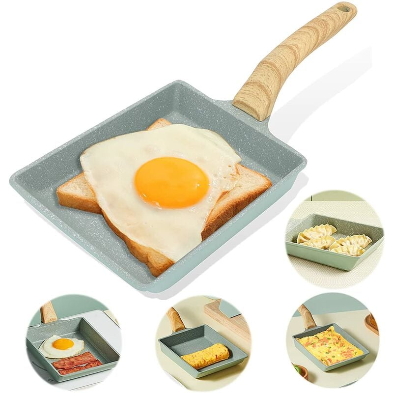 Sartén Tamagoyaki, sartenes para tortillas japonesas con revestimiento antiadherente, sartén para tortillas de aluminio, sartén para huevos rectangular, mini sartén Tamago pan, para estufa de gas, coc