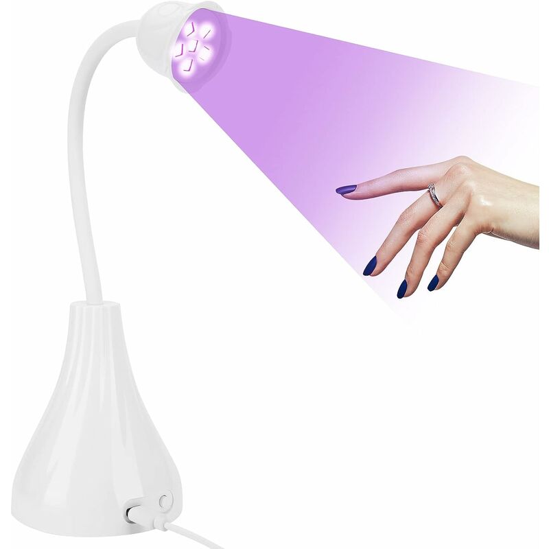 Secador de uñas con lámpara UV, lámpara UV LED de 18 W, secador de uñas de gel de secado rápido con temporizador de 60 s, secador de uñas portátil con rotación de 360°, lámpara de uñas UV para todos los geles (blanco)