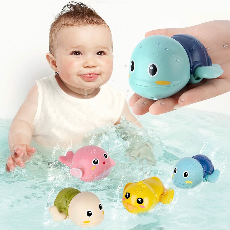 Juguetes de baño, paquete de 4 juguetes de baño para bebé, juguetes flotantes de cuerda, juegos de piscina, juego de agua, regalo para bañera, ducha, playa, niños pequeños, niños, niñas, 1 2 3 4 5 6 años, 3.7 x 3.3 x 2.4 ''