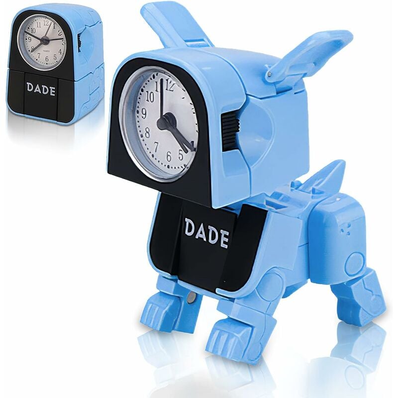 Lindo niño niños despertador dibujos animados Robot juguete perro escritorio reloj divertido Reversible