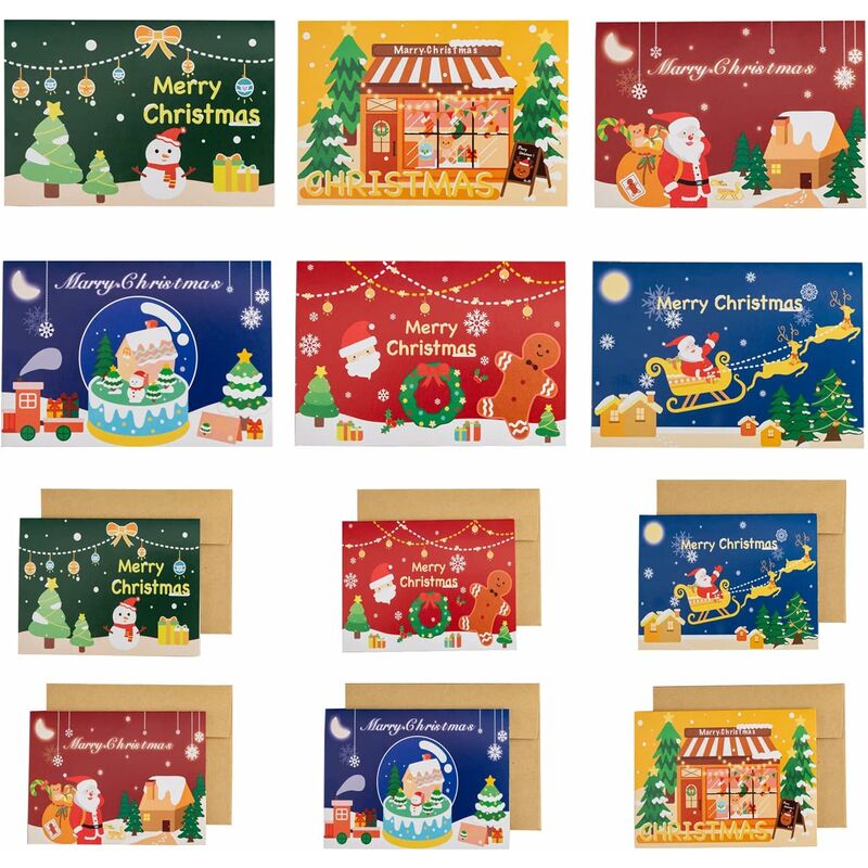 30 Piezas de Tarjetas de Navidad 6 Diseños Tarjeta de Felicitación de Feliz Navidad con 30 Sobres Tarjeta de Felicitación de Navidad Mini Tarjetas de Felicitación de Navidad en Blanco para Navidad Tar