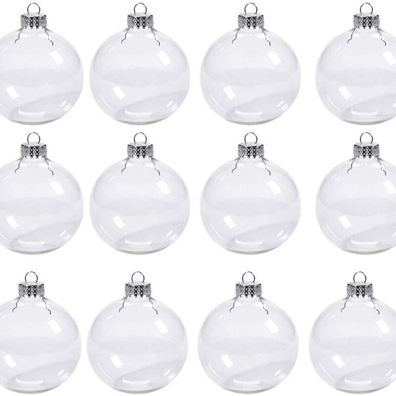 Bolas de Navidad de plástico transparente, 12 unidades, bolas de Navidad transparentes, bolas de plástico transparente, bolas de Navidad, bolas de Navidad rellenables, bolas de Navidad, bolas de Navid