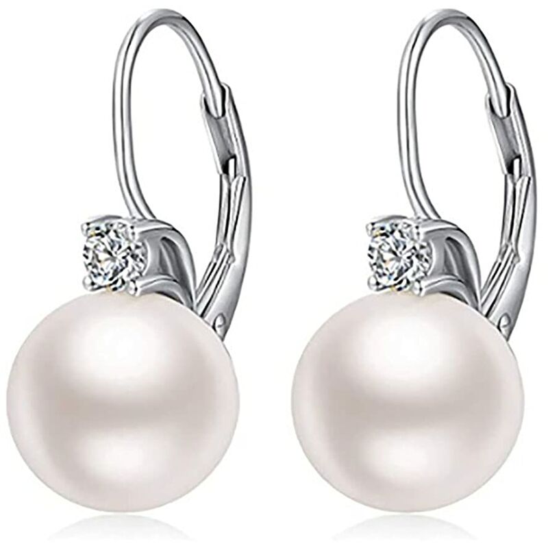 Dormis Pendientes Colgante Mujer Perla 925 Plata Pequeño Stud Pendiente Puce Chic Joyería