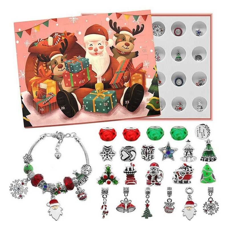 Calendario de Adviento 2022 Niño Niña, Calendario de Navidad Pulsera Joyería Niña 5-12 Años, Dijes Pulsera Kit Creación Creación Joyería Niños Niña Regalos Navidad 5 6 7 8 9 10 11 12 Años