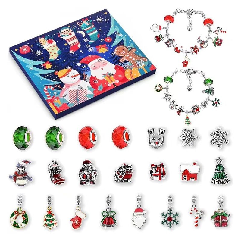 Calendario de Adviento 2022 Niño Niña, Calendario de Navidad Pulsera Joyería Niña 5-12 Años, Dijes Pulsera Kit Creación Creación Joyería Niños Niña Regalos Navidad 5 6 7 8 9 10 11 12 Años