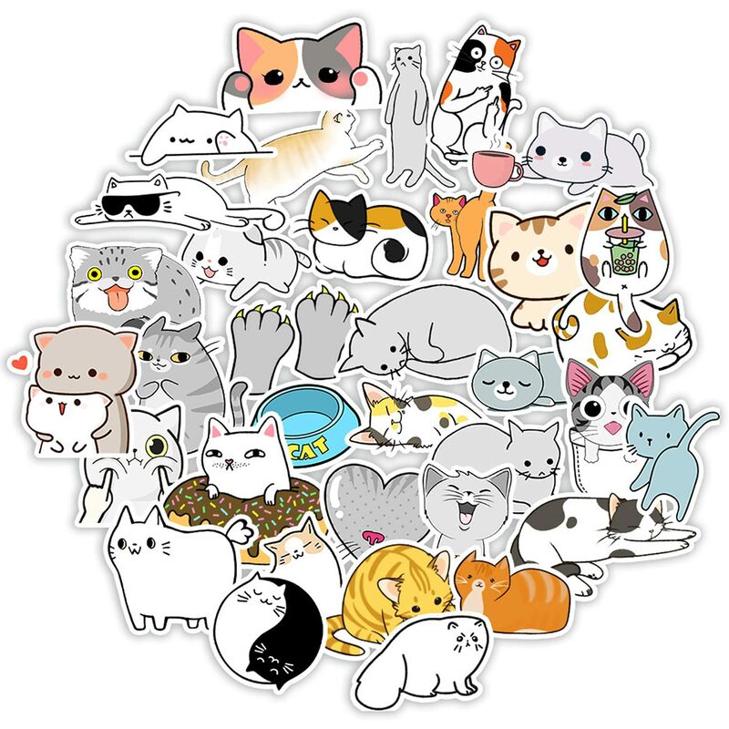 Pegatinas Gatos 200 Pegatinas Niños Pegatinas-Vinilo Impermeable Animales Scrapbooking Naturaleza Pegatinas Decorativas, Pegatinas Bullet Journal, Adecuadas para Decoración de Regalos