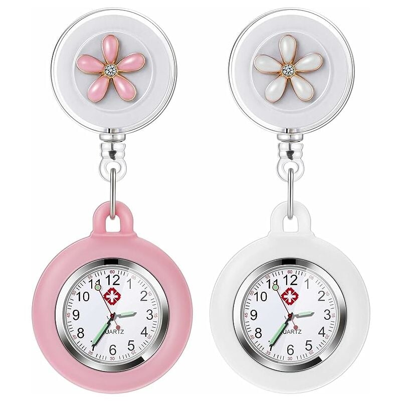 Reloj con broche de enfermera, reloj colgante para mujer de 2 piezas, relojes de bolsillo de cuarzo, regalo para médicos y enfermeras