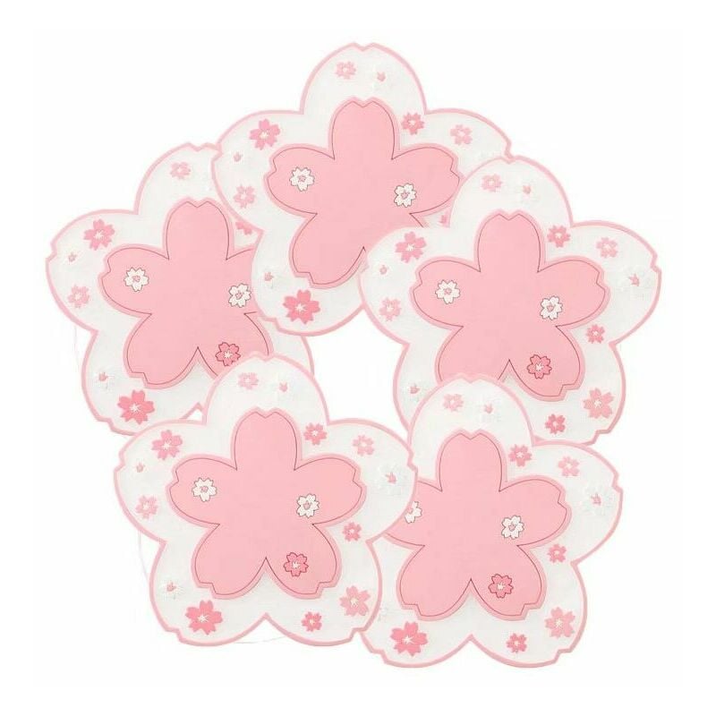 Mantel Individual Sakura, almohadilla de aislamiento térmico de PVC, posavasos personalizado resistente al calor, alfombrilla de plástico para plato de cena, rosa, 5 uds.