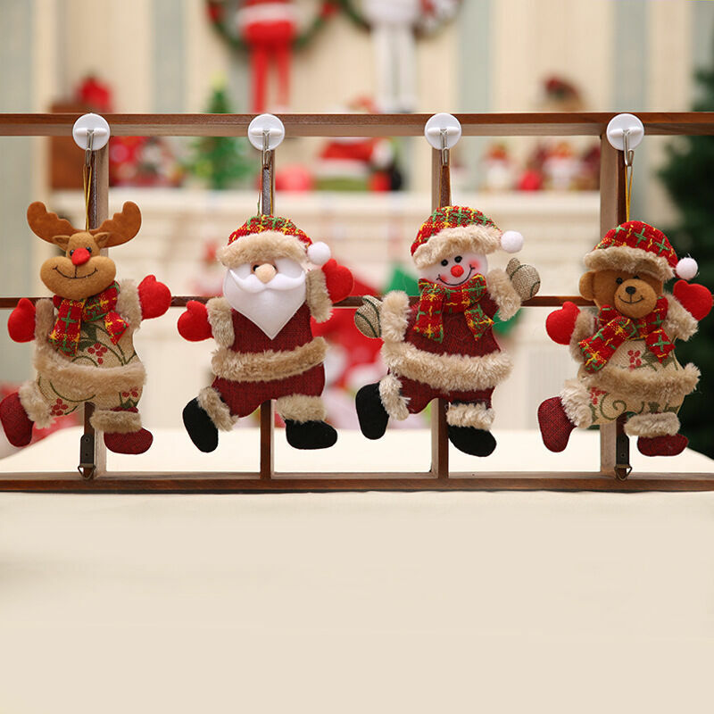 Encantadora decoración de árbol de Navidad, paquete de 4 piezas de adornos colgantes de felpa de Navidad, decoración de fiesta de vacaciones, colgante de temporada de vacaciones, decoración colgante d