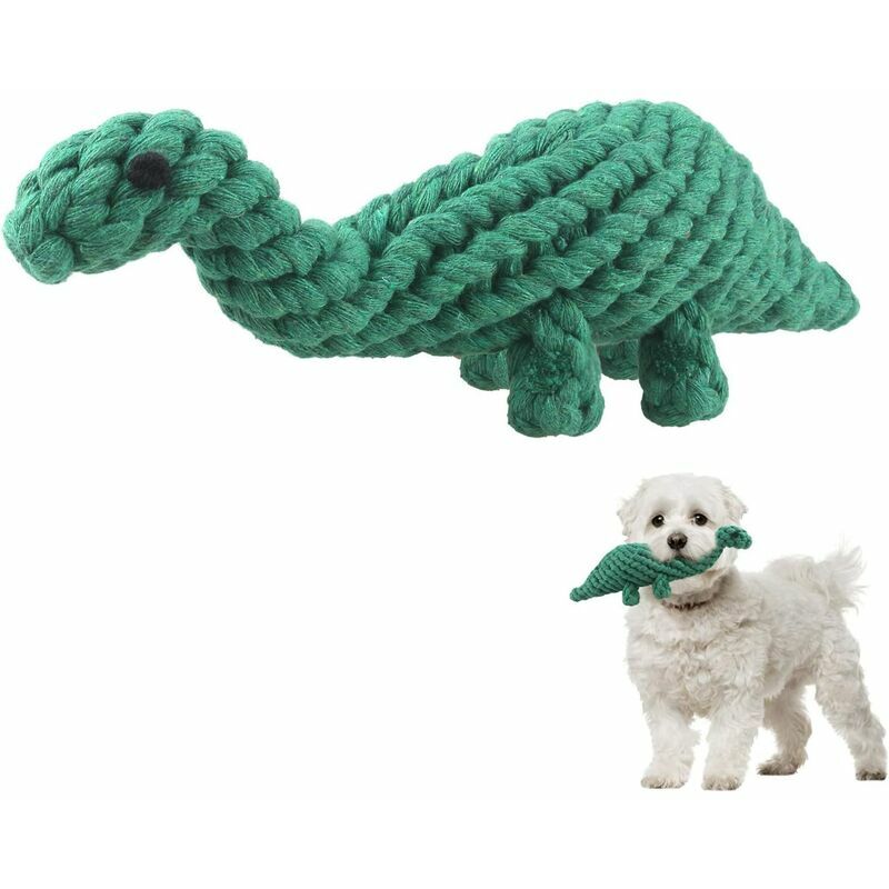 Juguetes para perros de cuerda de algodón, juguetes para masticar cachorros, juguetes de entrenamiento para dientes de mascotas, juguetes para aliviar la ansiedad (dinosaurio)