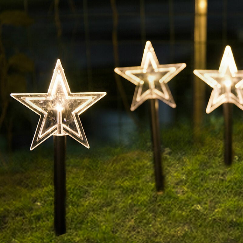 Explosivo solar LED Estrella de cinco puntas Árbol de Navidad Copo de nieve Jardín Luz de vacaciones Estrella de cinco puntas al aire libre