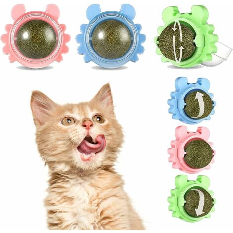director Casa whisky 6 bolas de hierba gatera, bocadillos montados en la pared giratorios de 360  ° para gatos, juguetes comestibles para gatos, bolas de hierba gatera,  utilizadas para que los gatos limpien sus dientes y a