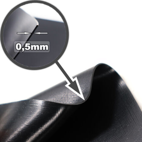Telo Per Laghetto In PVC 4m X 2m Spessore 0.5mm - Nero, Resistente UV E Gelo