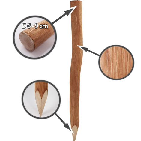 Pali In Legno Di Nocciola Per Recinzioni - 3 Pezzi, Diametro 6-8 Cm, Altezza 150 Cm, Impregnati Naturalmente - Foto 8