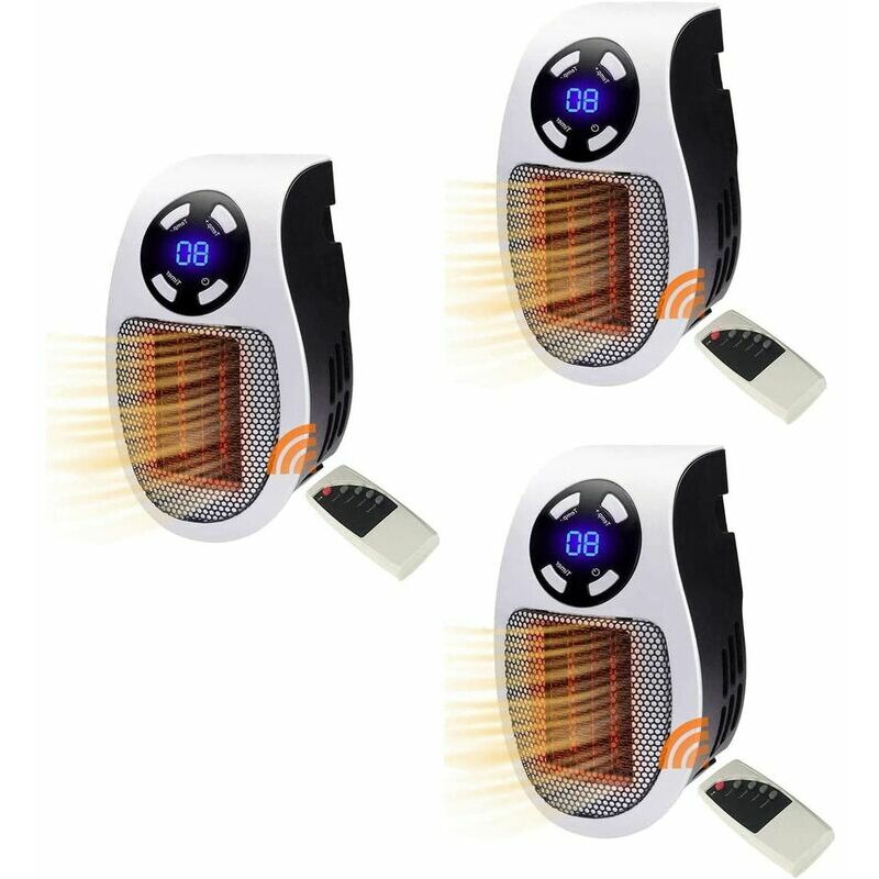 Plug-in Heater, Experiments Heater Pro X, Ceramic Fan Heater, Small  Electric Fan Heater with Remote Control, Heat Protection for Bedrooms,  Offices, 3 Pieces