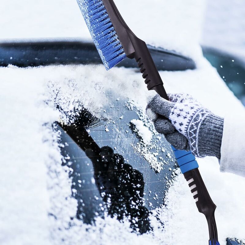  BGTLJKD Grattoir Glace Voiture grattoir vitre Voiture (2 en 1)  Grattoir à Glace et Brosse à Neige Handy avec poignée en Mousse  antidérapante pour Pare-Brise et fenêtres de Voiture (Bleu)