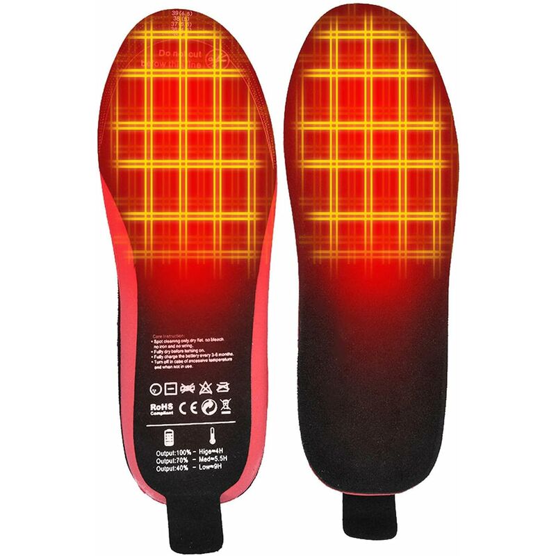 Semelles chauffantes XL / Gr. 43-46 (26 cm) Chauffe-pieds XL rouge