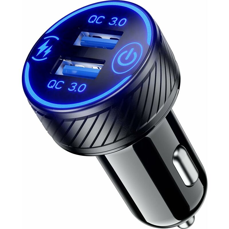 Charge Rapide Qc3.0 Dual Usb Allume-Cigare Chargeur Rapide 3.1A Led Light
