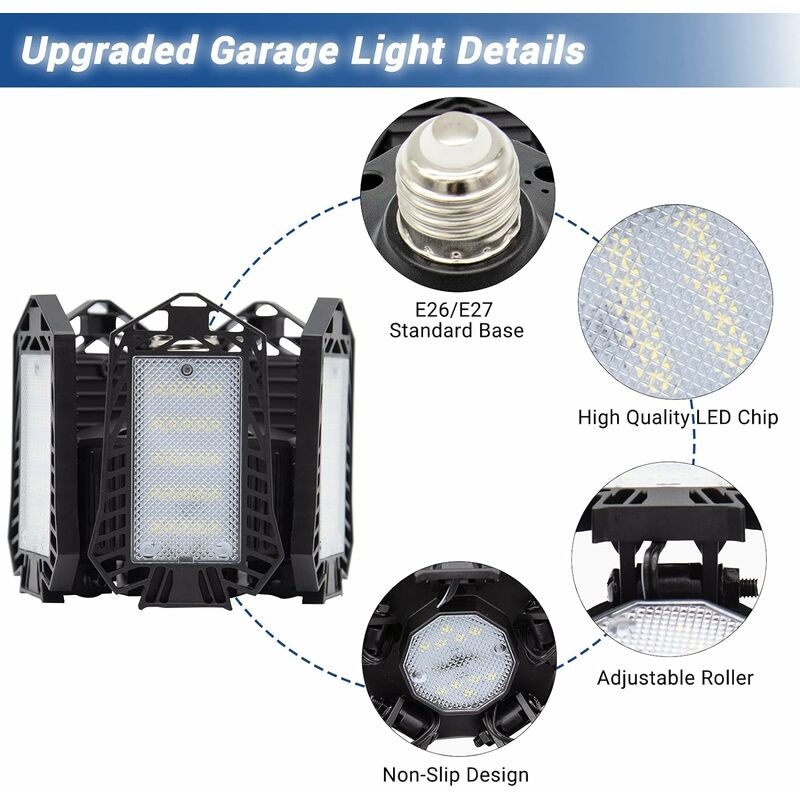 Led Garage Light 80w 8000lm Lampe Garage E26 / e27 Led Plafonnier