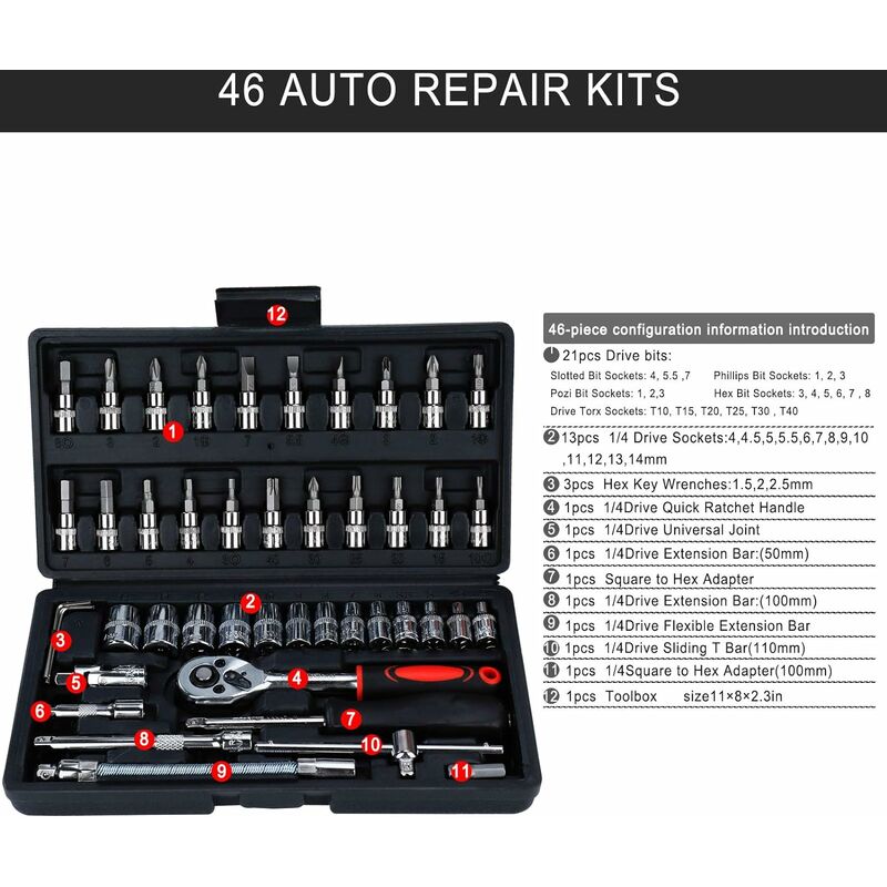 Kits d'outils pour douille de matériel de réparation manuelle 45