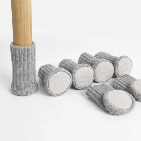 Non-Slip Knitted Furniture Socks for Chair Legs - 24 Pieces - Grey