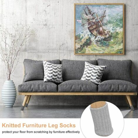 Non-Slip Knitted Furniture Socks for Chair Legs - 24 Pieces - Grey
