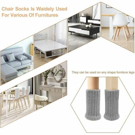 Non-Slip Knitted Furniture Socks for Chair Legs - 24 Pieces - Grey