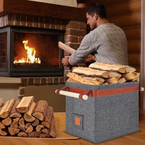 Panier à bois de chauffage pour bois de cheminée, grand panier à bois de  chauffage, sac