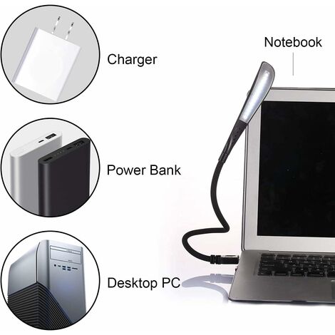 ®lampe led usb flexible ,idéale pour lecture, pour power bank, pc  ordinateur portable ordinateur portable (noir)