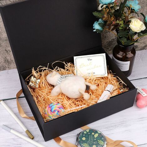Boîte cadeau avec nœud, grande boîte cadeau magnétique avec couvercle avec  carte ruban et papier déchiqueté Boîte cadeau avec couvercle magnétique Boîte  cadeau rectangulaire pour anniversaire de maria