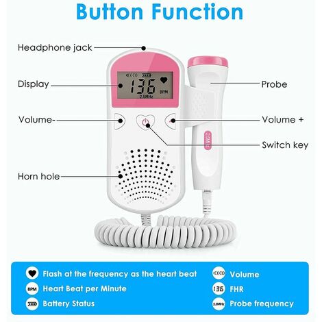 Doppler fœtal. Moniteur de rythme cardiaque prénatal pour bébé