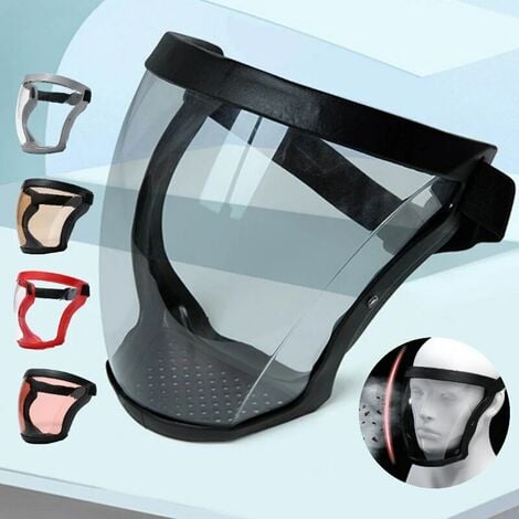 2pcs Masque facial transparent Bouclier intégral Lunettes de sécurité Masque de protection des yeux Coupe-vent Anti-poussière Casque intégral anti-éclaboussures
