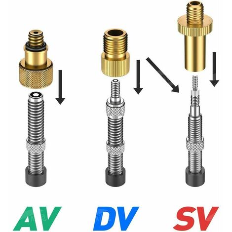 Adaptateur Pompe Velo Adaptateur de Valve de Vélo DV AV SV Soupape de Vélo  Presta 12 Pièces pour Vélo Football Jouets Gonflables Matelas d'air