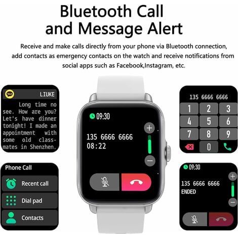 Montre connectée (répondre/passer un appel), montre connectée 4,3 cm pour  téléphones Android et iOS