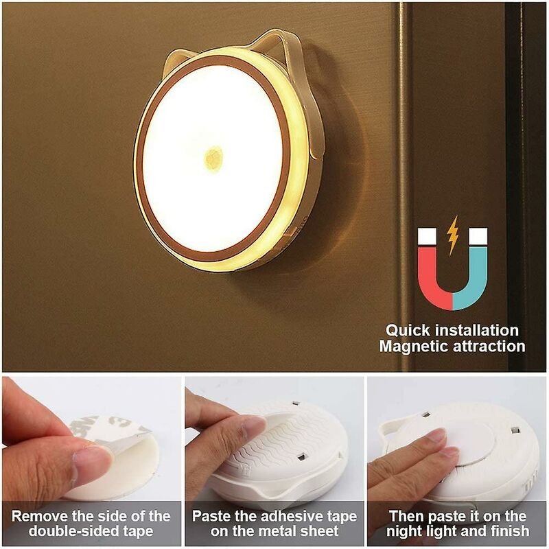 Lenova Motion Sensor Night Light - Rechargeable LED, White, For Baby Room, Hallway, Bathroom (Indoor/Outdoor)
