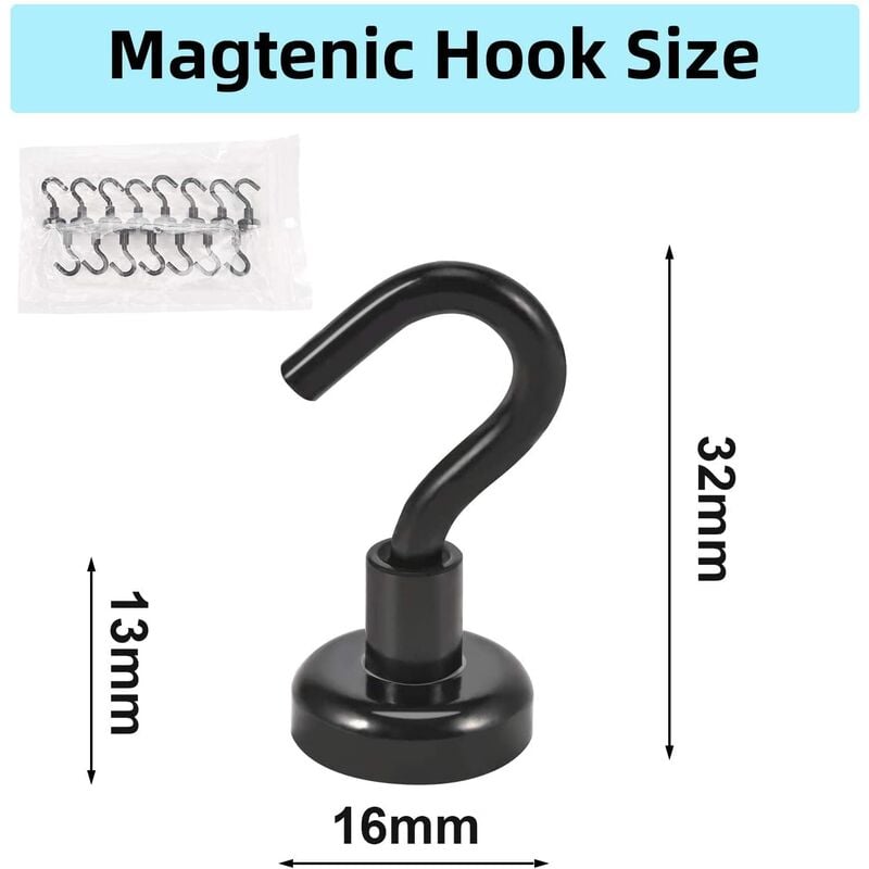 20 Pack Magnetic Hooks,34kg+ Strong Magnet with Fridge Hook, Heavy Duty  Ceiling Cruise Hook, Magnetic Hook GROOFOO