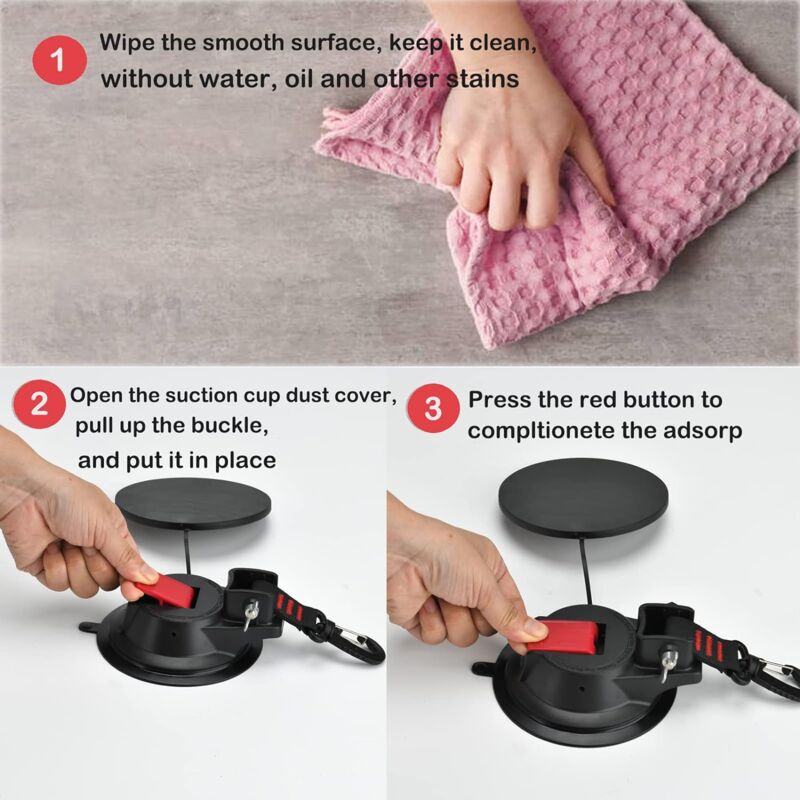 Suction Cup Hook, Portable Small Suction Cups, Camping Tool With Securing Hook Tie Down Car Camping Tie Down Suction Cup For Camping Tarps - View #8