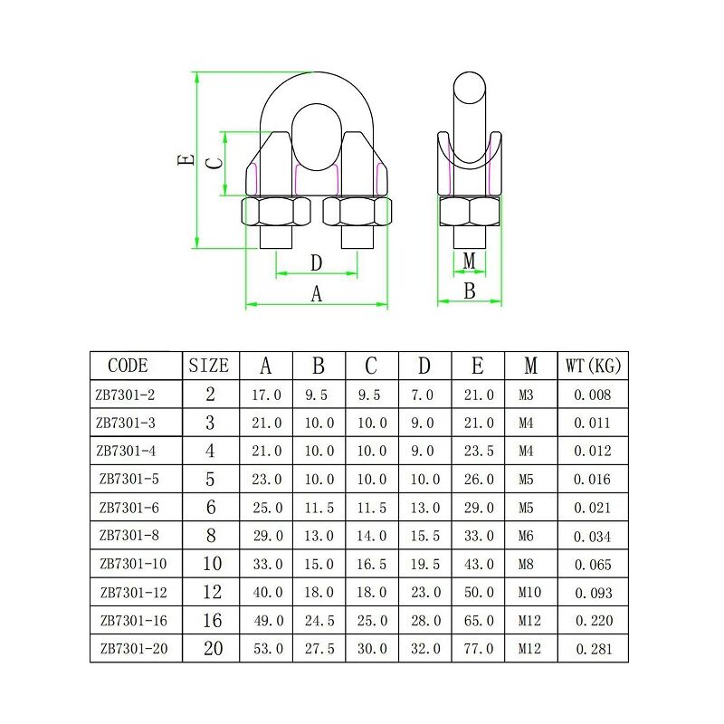 304 Stainless Clamps 24 Pcs M3 Stainless Steel Simplex – Single Bolt Cable Clips For 3mm Rope, Industrial & Marine Use Wire Rope Clamps - View #10