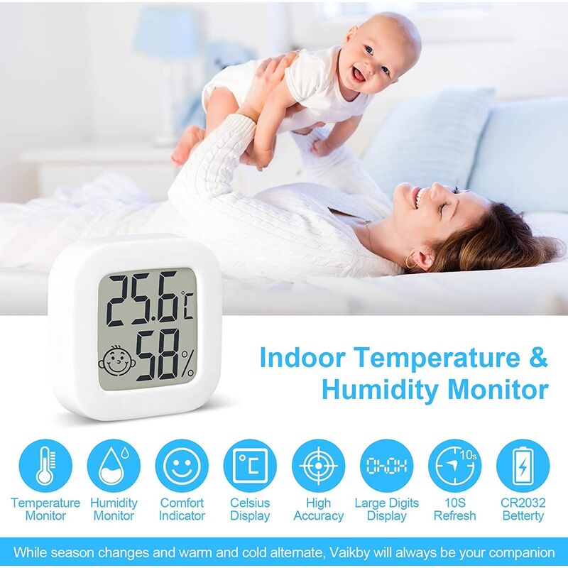 Small Indoor Thermometer, High Accuracy Hygrometer Temperature and Humidity  Monitor, Digital Indoor Hygrometer for Home Office Comfort Reptile Thermom