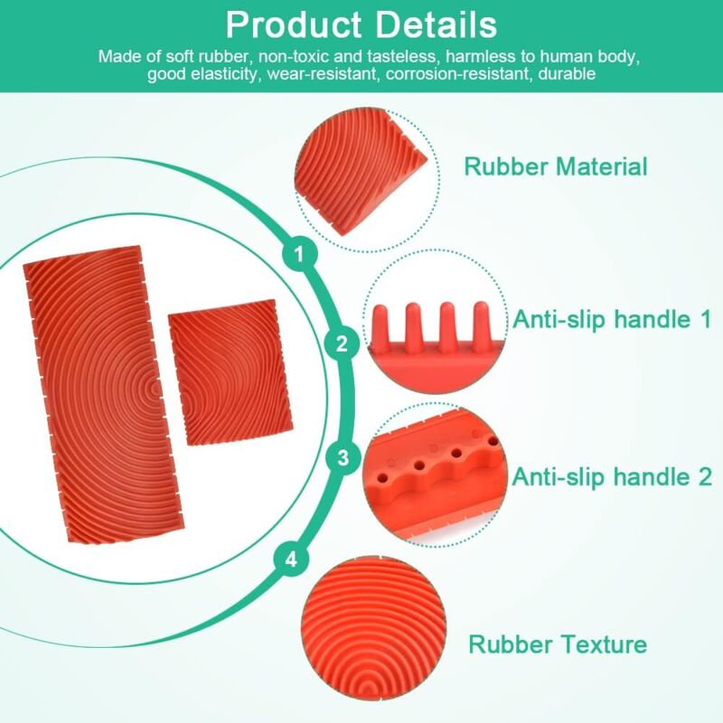 Wood Grain Painting Tool Set - Rubber Texture Roller For DIY Wall & Floor Decoration, Realistic Wood Pattern Effect, 2 Sizes Included - View #8