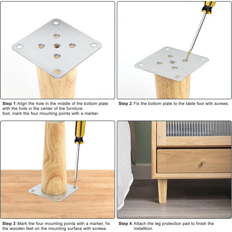 NUACOS Furniture Legs Wooden, 40cm Wood Sofa Legs Set Of 4, Wooden Legs For Furniture With