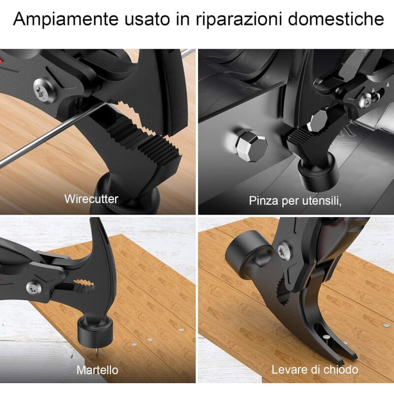 HIYOUNG Multitool, 12-in-1 Multifunktionstool, Multifunktionswerkzeug Hammer, Geschenke für Männer, Papa, Camping, Reparaturen, Wandern, Edelstahl, Nylon HIYOUNG Multitool, 12-in-1 Multifunktionstool, Multifunktionswerkzeug Hammer, Geschenke für Männer, Papa, Camping, Reparaturen, Wandern, Edelstahl, Nylon