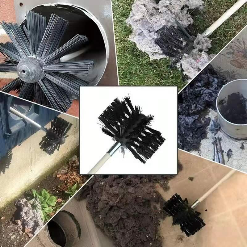 Chimney Brush Kit, Chimney Cleaning Tool Brush Chimney Sweeping Kit  Contains 6 (61cm) Flexible Rods and 1 (100mm) Pellet Stove Chimney Sweeping  Kit Head