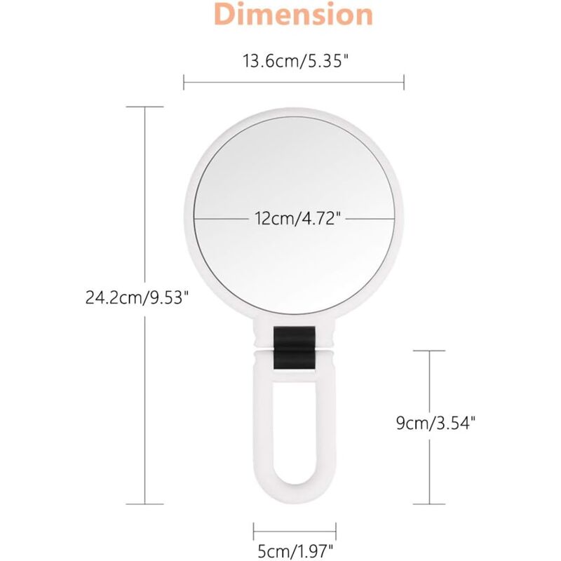Hand Mirror Double Sided Handheld Mirror 1x/3x Magnifying With Handle Transparent Hand Mirror Rounded Shape Makeup Y240819 From Enlai_xin1, $7.95