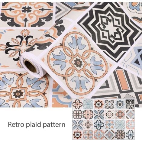 Self Adhesive Tile Wallpaper, 60 x 200cm PVC Modern Style Self Adhesive Wall Stickers Waterproof Decoration for Kitchen Cabinet in Bathroom and Kitchen