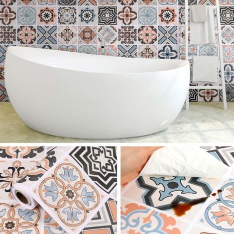 Self Adhesive Tile Wallpaper, 60 x 200cm PVC Modern Style Self Adhesive Wall Stickers Waterproof Decoration for Kitchen Cabinet in Bathroom and Kitchen
