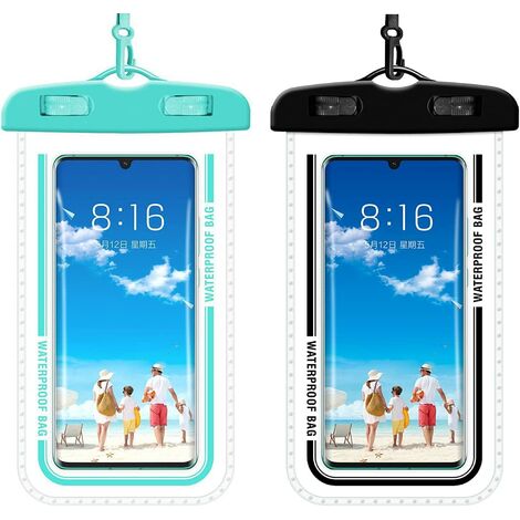 Universal Waterproof Clear Cell Phone Case Waterproof Phone Bag Lanyard iPhone 13 12 Pro 11 Pro Max XS XR X 8 7 6SGalaxy S21 20Ultra S10 Note10 9 up to 7.5 2 Pack(Blue + Black), 2111.51.3cm (1/5)