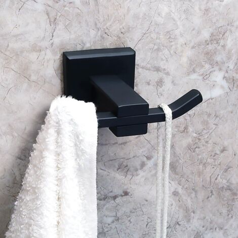 Bathroom Robe Hook Double Wall Mounted Towel/Coat Hook, SUS304 Stainless Steel Matte Black, EG3907F-B