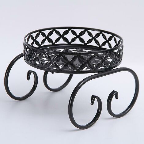 Indoor or Outdoor Flower Pot Stand, Metal Plant Stand, Round Garden Plant Stand for Living Room, Balcony Decoration (Black)