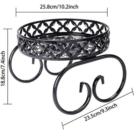 Indoor or Outdoor Flower Pot Stand, Metal Plant Stand, Round Garden Plant Stand for Living Room, Balcony Decoration (Black)